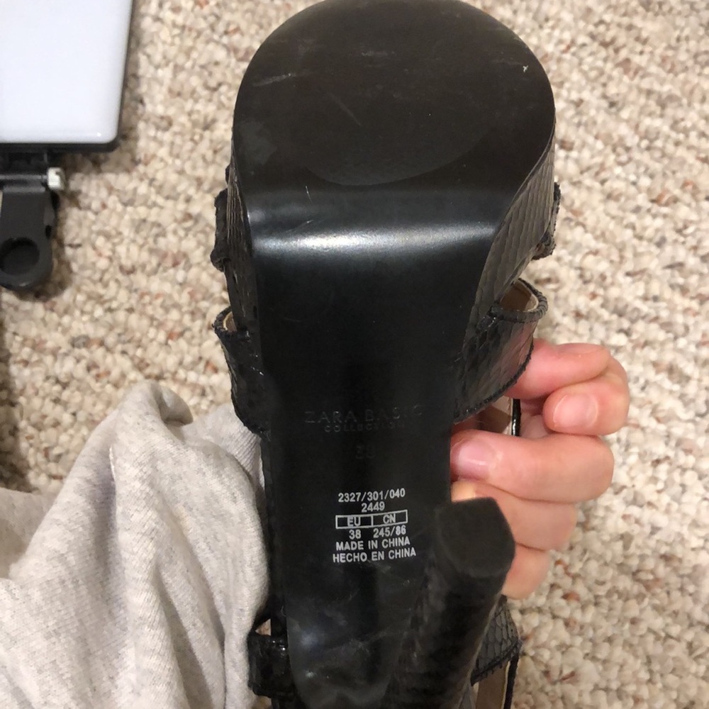 Zara Basic Black Snakeskin Heels - image 4